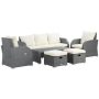 6-Piece PE Wicker Outdoor Rattan Patio Sectional Sofa Patio Conversation Set with Off-White Cushion, 2 Ottoman Footrests - Image 1