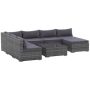 Outsunny 8-Pieces Wicker Rattan Furniture Set, Patio Conversation Set w/ Chairs, Footstool, Coffee Table w/ Grey Cushion - Image 1
