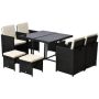 (Brand Rating: 3.5/5) 9-Piece Steel Polyester Outdoor Dining Table and Chairs Furniture Set with White Cushions - Image 1