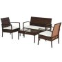 Outsunny Brown 4-Piece Metal Patio Conversation Set w/ White Cushions and Weather-Resistant Materials - Image 1