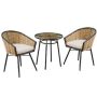Outsunny 3 of Piece Patio PE Rattan Wicker Outdoor Bistro Set, Outdoor Round Resin Wicker Coffee Set, with Cream White Cushion - Image 1