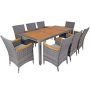 9-Piece Wicker Rattan Outdoor Dining Set w/ Beige Cushions - Image 1