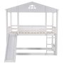 Angel Sar White Wood Twin over Twin House Bunk Bed with Convertible Slide and Ladder, Converts into 2 Separate Platform Beds - Image 1