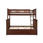 Atlantic Furniture Columbia Bunk Bed Twin Over Full w/ Twin Size Urban Trundle Bed in Walnut - Image 1