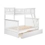 Atlantic Furniture Columbia Bunk Bed Twin over Full w/ Full Size Urban Trundle Bed in White - Image 1