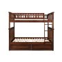 Atlantic Furniture Columbia Bunk Bed Full over Full w/ 2 Raised Panel Bed Drawers in Walnut - Image 1