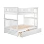 Atlantic Furniture Columbia Bunk Bed Full over Full w/ Full Size Urban Trundle Bed in White - Image 1