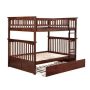 Atlantic Furniture Columbia Bunk Bed Full over Full w/ Full Size Urban Trundle Bed in Walnut - Image 1