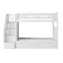 Columbia Staircase Bunk Bed Twin Over Twin w/ Twin Size Raised Panel Trundle Bed in White - Image 1