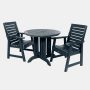 Highwood Weatherly Federal Blue 3 pc Plastic Round Outdoor Dining Set - Image 1
