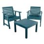Highwood Weatherly Nantucket Blue 3-Piece Plastic Patio Conversation Set - Image 1