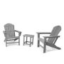 Gray 3-Piece Plastic HDPE Patio Conversation Set with Side Table - Image 1