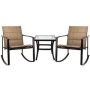 Patio Furniture Set 3-Piece Outdoor Textilene Fabric Rocking Chair Set Modern Bistro Set for Home, Lawn and Balcony - Image 1
