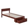 AFI Boston in Walnut Twin Extra Long Bed with Foot Drawer - Image 1