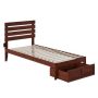 Atlantic Furniture Oxford Twin Extra Long Bed w/ Foot Drawer and USB Turbo Charger in Walnut - Image 1