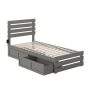 Atlantic Furniture Oxford in Grey Twin Extra Long Bed w/ Footboard and USB Turbo Charger w/ 2-Extra Long Drawers - Image 1
