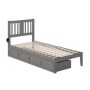AFI Tahoe Twin Extra Long Bed with USB Turbo Charger and 2 Extra Long Drawers in Grey - Image 1