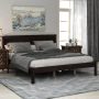 GOJANE Espresso Queen Platform Bed Frame with Headboard, Wood Slat Support, No Box Spring Needed - Image 1