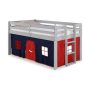Alaterre Furniture - Jasper Twin Junior Loft Bed, Dove Gray Frame and Blue/Red Playhouse Tent - Image 1
