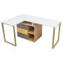 ANGELES HOME 2 Person 87 in. W Iron 3 Drawers Reversible L-Shaped Computer Desk Workstation - Image 1