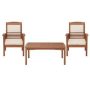 Alaterre Furniture Lyndon 3-Piece Eucalyptus Wood Patio Conversation Set with 2 Chairs with Gray Cushions and Cocktail Table - Image 1