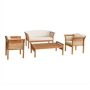 Alaterre Furniture Stamford 4-Piece Eucalyptus Wood Outdoor Patio Conversation Set with 2 Chairs, Bench and Coffee Table - Image 1