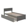 Atlantic Furniture Orlando Twin Extra Long Bed w/ Footboard and Twin Extra Long Trundle in Grey - Image 1