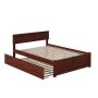 AFI Orlando Walnut Full Platform Bed with Flat Panel Foot Board and Twin Size Urban Trundle Bed - Image 1