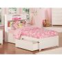 Atlantic Furniture Newport White Twin XL Platform Bed w/ Flat Panel Foot Board and 2-Urban Bed Drawers - Image 1