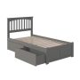 AFI Mission Twin XL Platform Bed with Flat Panel Foot Board and 2 Urban Bed Drawers in Grey - Image 1