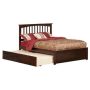 Atlantic Furniture Mission Walnut Full Platform Bed w/ Flat Panel Foot Board and Twin Size Urban Trundle Bed - Image 1