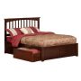 AFI Mission Walnut Full Platform Bed with Flat Panel Foot Board and 2-Urban Bed Drawers - Image 1