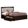 Atlantic Furniture Mission Espresso Queen Platform Bed w/ Flat Panel Foot Board and 2-Urban Bed Drawers - Image 1