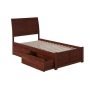 AFI Portland Walnut Twin Platform Bed with Flat Panel Foot Board and 2-Urban Bed Drawers - Image 1