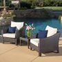 Antibes Multi-Brown 3-Piece Plastic Patio Conversation Set w/ Beige Cushions - Image 1