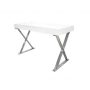 47 in. Rectangular White Modern Computer Desk, Silver - Image 1