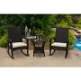 Tortuga Outdoor Bayview Pecan 3-pc Wicker Outdoor Rocking Chair Set with Tan Cushion - Image 1