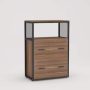 BYBLIGHT Dark Walnut and Black File Cabinet with Lockable File Drawers and Open Storage Shelf - Image 1