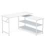 Lanita 47.2 in. Rotating White L-Shaped Desk Corner Computer Desk Writing Table with Open Storage Shelves - Image 1
