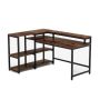 55 in. L-shaped Brown Reversible Computer Desk with Shelves and Monitor Stand - Image 1