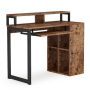 Moronia 42 in. W Retangular Rustic Brown Wood Computer Desk with Monitor Stand and 24 in. Slide-out Keyboard Tray - Image 1