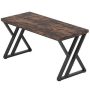 Moronia 55 in. Rectangle Rustic Brown and Black Computer Desk Writing Table with Z-Shaped Metal Leg - Image 1