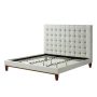 Inspired Home - Telford Beige Linen Button Tufted Platform King Bedframe - Image 1