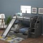 Qualler Gray Twin over Full Bunk Bed with Drawers and Slide - Image 1