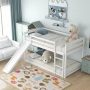 Qualler White Twin over Twin Bunk Bed with Convertible Slide and Ladder - Image 1