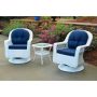 Tortuga Outdoor Biloxi White 3-pc Wicker Outdoor Bistro Set with Navy Cushions - Image 1
