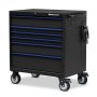 Montezuma 36 in. x 24 in. 6-Drawer Roller Cabinet Tool Chest with Power and USB Outlets in Black and Blue - Image 1