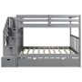 Qualfurn Treva Gray Twin over Twin/Full Bunk Bed w/ Twin Size Trundle and Drawers - Image 1