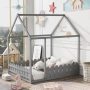 Qualfurn Gray Full Size House Style Bed w/ Fence - Image 1