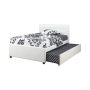 Benjara White Multi utility Twin Panel Headboard Bed with Trundle Tufted Head Boards - Image 1